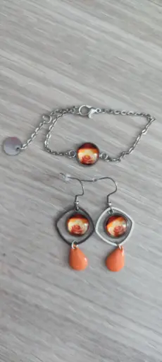 P°2 - parure boucles d'oreilles + bracelet