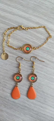 P°2 - parure boucles d'oreilles + bracelet